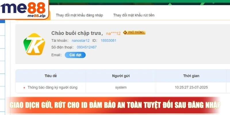 Đăng nhập Me88 - Truy cập sân chơi, nhận quà hàng ngày 4 Giao dịch gửi, rút cho ID đảm bảo an toàn tuyệt đối sau đăng nhập